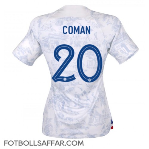 Frankrike Kingsley Coman #20 Bortatröja Dam VM 2022 Kortärmad